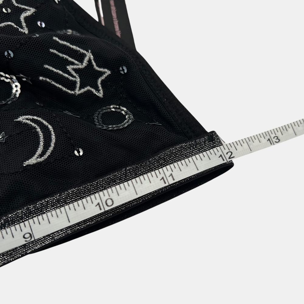 Victoria's Secret Celestial Bralette M Black Silver Embroidery Sequin Front Hook - Picture 7 of 8